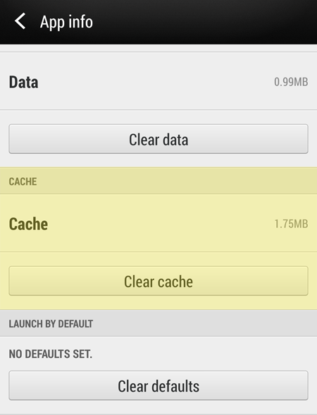 clear cache android