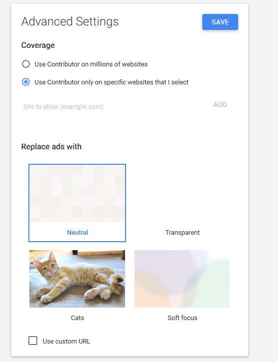 google contributor advanced settings