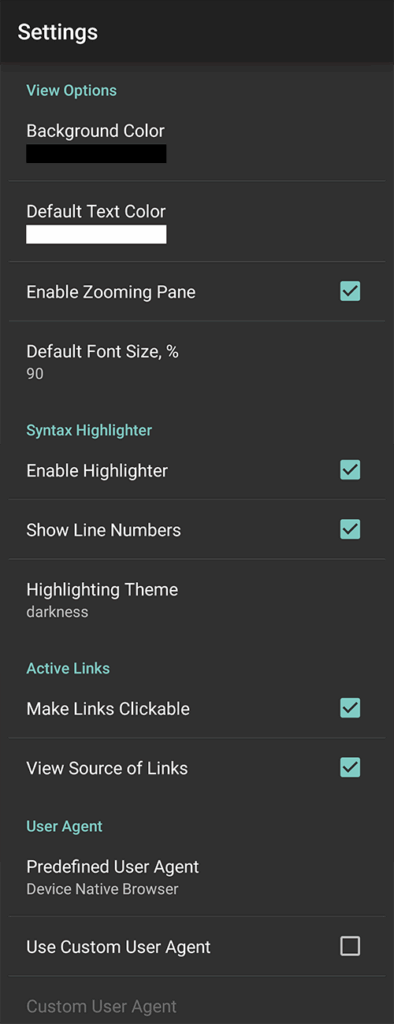 11 settings view source android