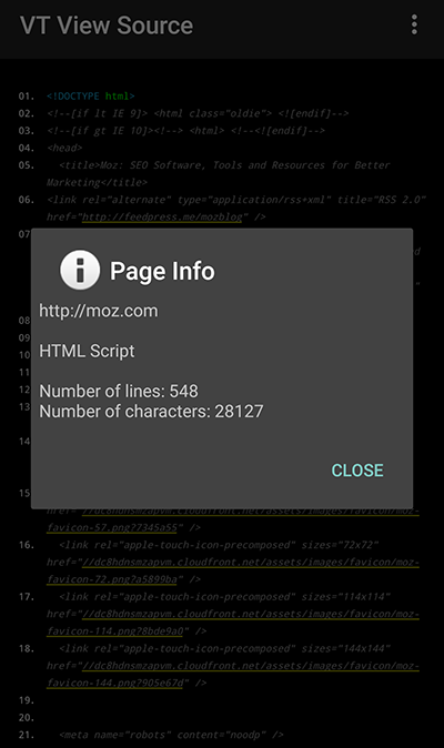 7 view CSS HTML source android basic info