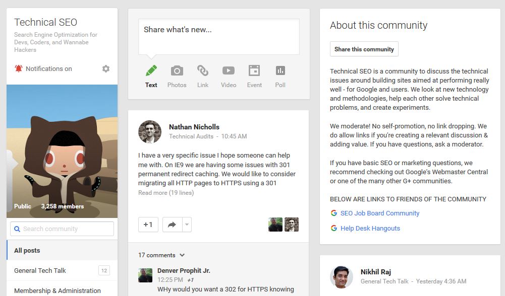 google plus community