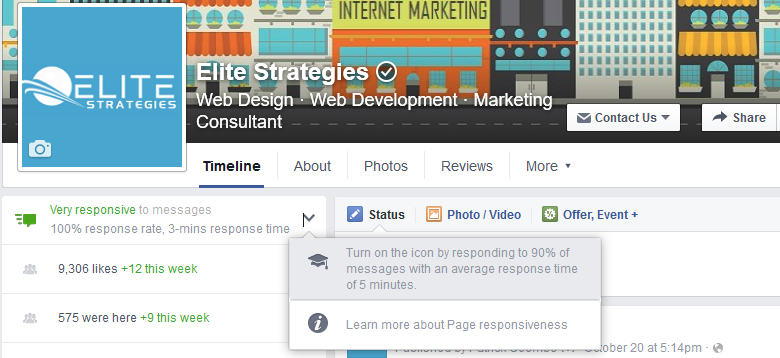 facebook responsive message